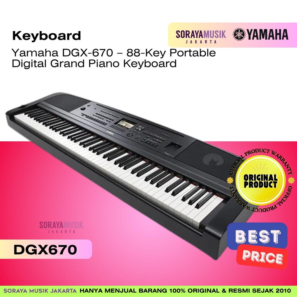 Yamaha DGX‑670 – 88‑Key Portable Digital Grand Piano Keyboard | Portable Keyboard | Garansi Resmi Or