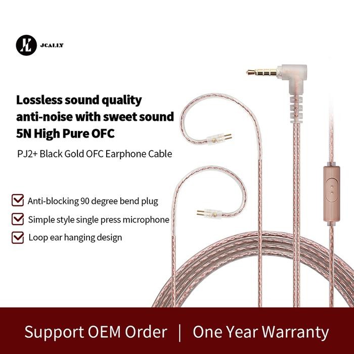 JCALLY PJ2 5N OFC Black Earphone kabel with MIC