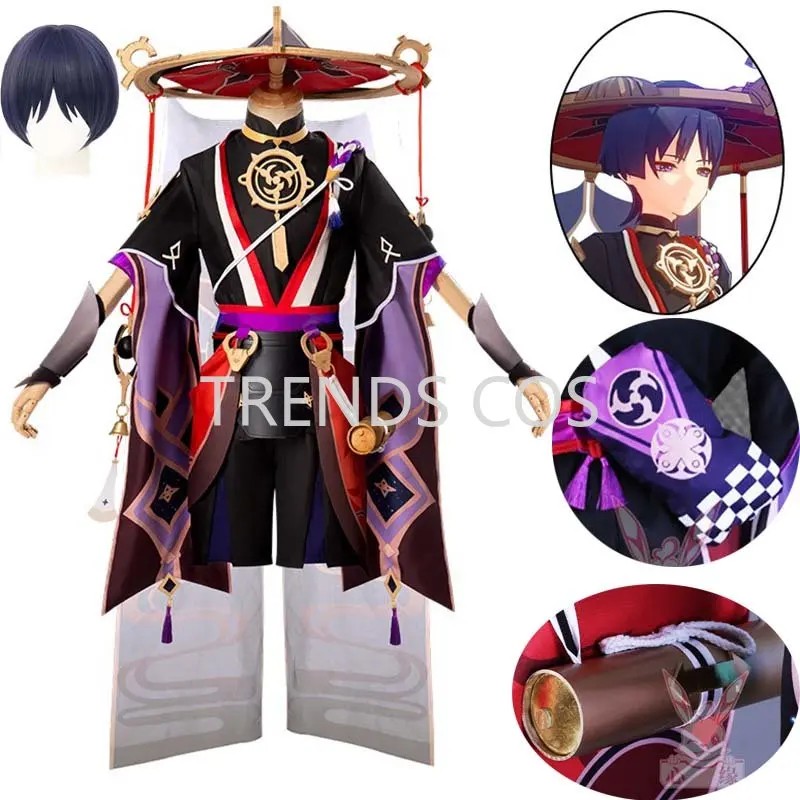 Scaramouche Cosplay Costume Halloween Suit Uniform Party Outfit Kunikuzushi Scaramouche Outfits Wig
