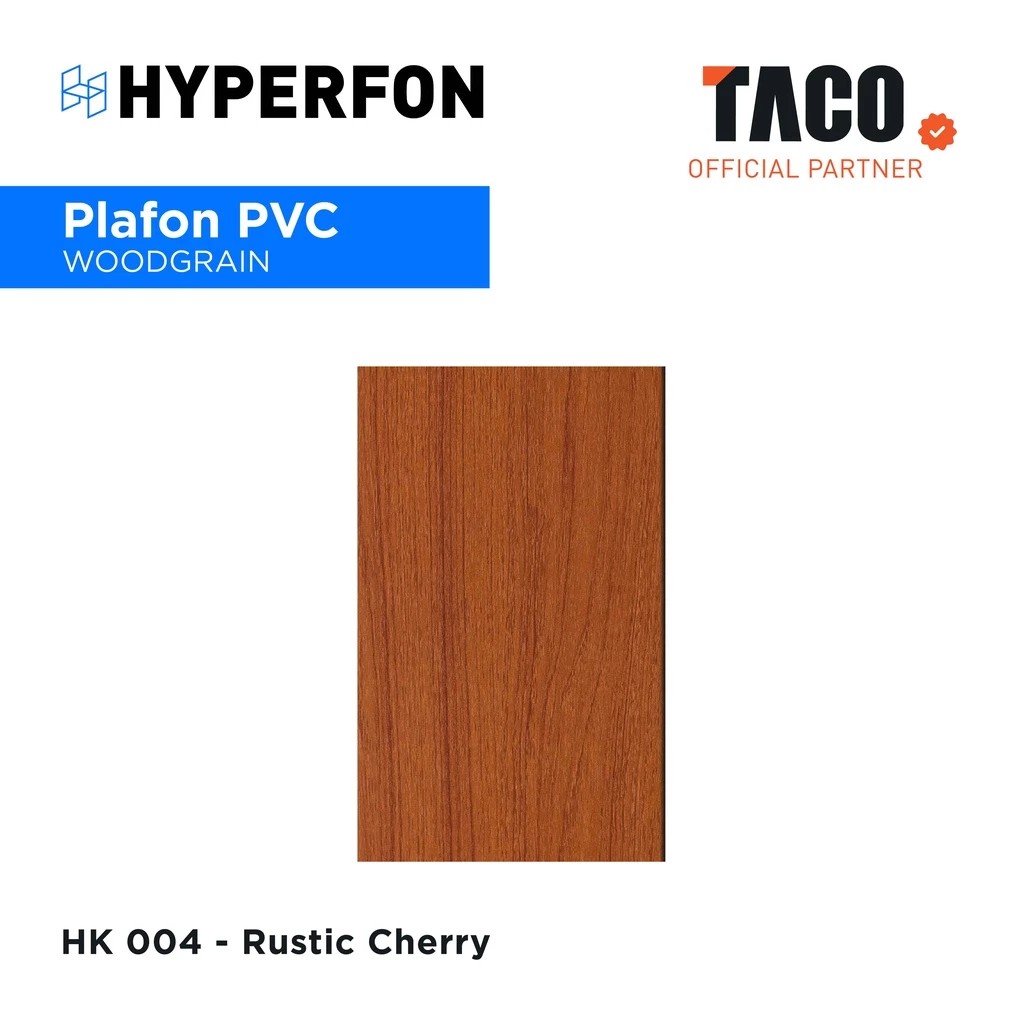 Hyperfon Plafon PVC Serat Kayu Doff Tebal 8mm Panjang 6 Meter - HK 004 Rustic Cherry