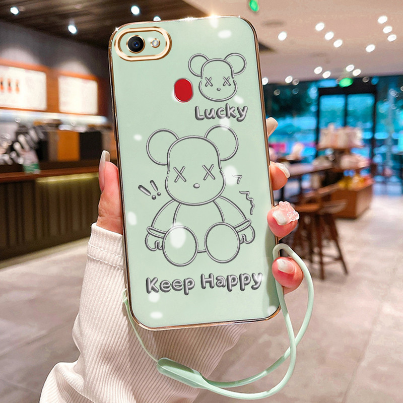 Casing Hp Untuk OPPO F7 F5 F5 Youth Case beruang sederhana Kasing Kesing tali berlapis pelindung Ces