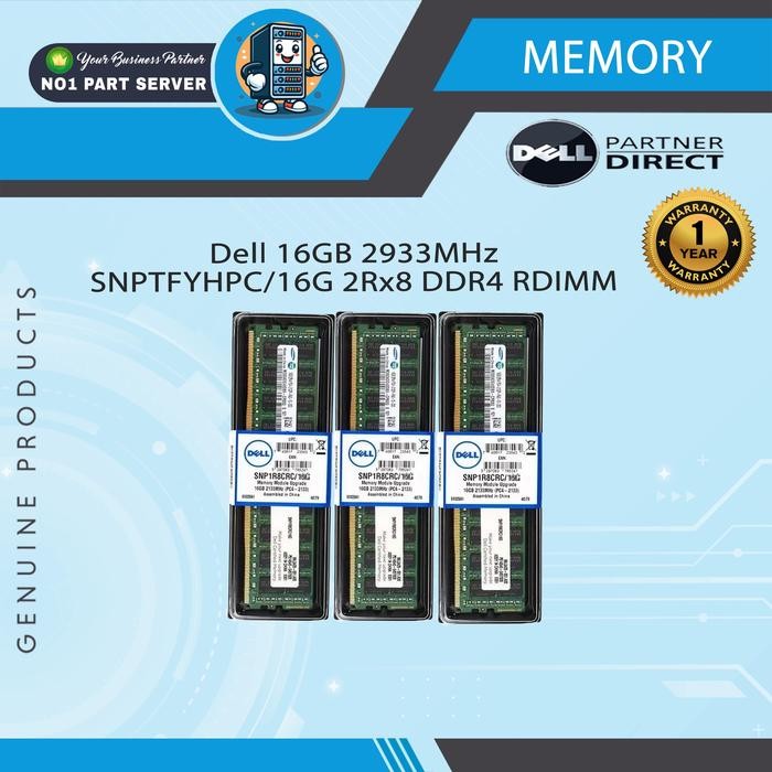 Terlaris Dell 16Gb 2933Mhz Snptfyhpc/16G 2Rx8 Ddr4 Rdimm