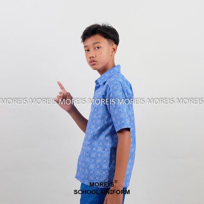 (Expert) Seragam Baju Batik SD/MI/TK/PAUD JM Biru 003
