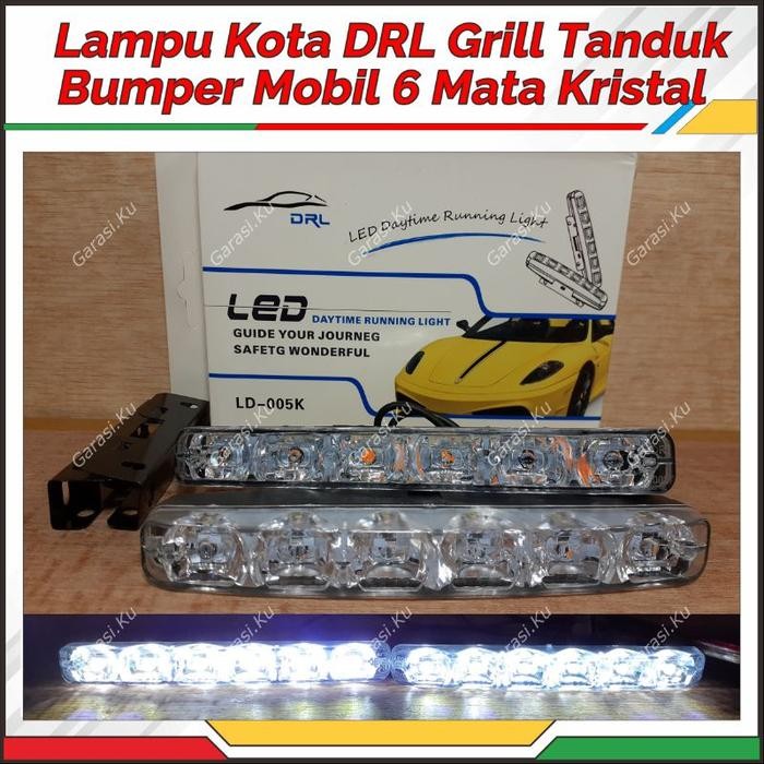 Lampu Led Drl 6 Mata Putih Crystal Tanduk Depan Gril Bumper Mobil Waterproof: Avanza Xenia Jazz