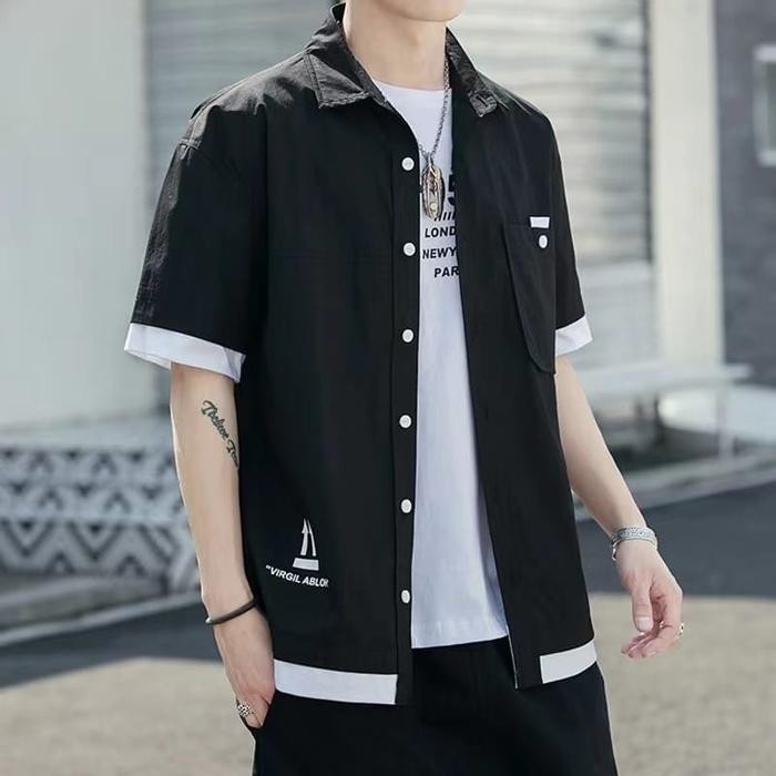 XPW4  Kemeja Kasual Atasan Hem Lengan Pendek Pria Toyobo Jefry