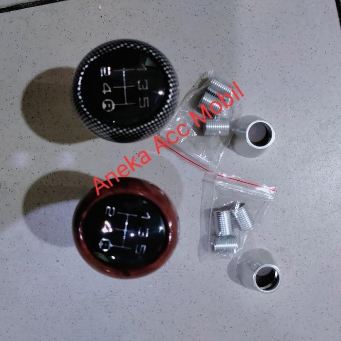 GEAR SHIFT KNOB MANUAL CARBON & WOOD UNIVERSAL MOBIL AGYA