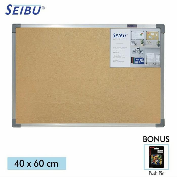 

Seibu Softboard / Corkboard/ Papan Pengumuman /Gantung 40X60 Cm