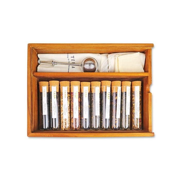 

NWFK Tema Tea Wooden Box Gift + 10 Tea Tubes With Strainer