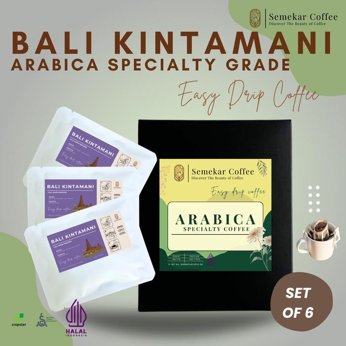 

8SXE Kopi Drip Bag Bali Kintamani Arabica Specialty Coffee Grade 1 - Box 6 Pcs Hampers Kado