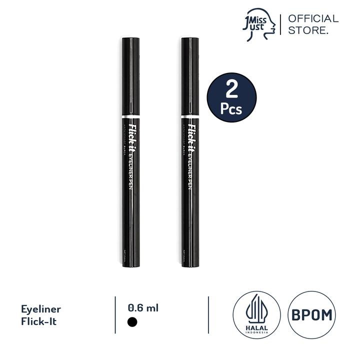 Just Miss Eyeliner Spidol Halal BPOM COMBO 2 Pcs 0.6 ml Flick it Eyeliner Pen Waterproof JUS-FLIC