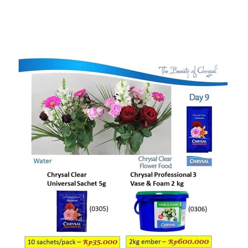 

Ready Chrysal Bubuk - Flower Food - Pengawet Bunga - Vitamin Bunga Sachet