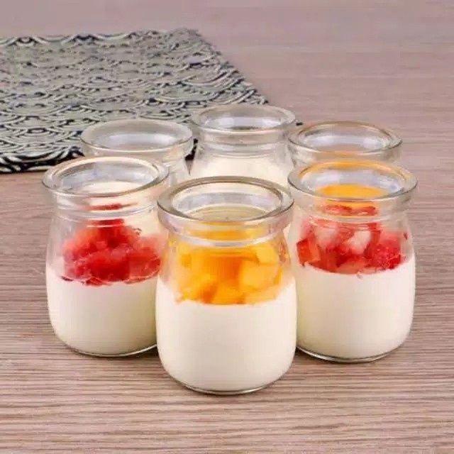 (Expert) Jar Botol Pudding / Jar Toples ASI Pudding Yogurt Dessert Tutup Plastik Botol Kaca