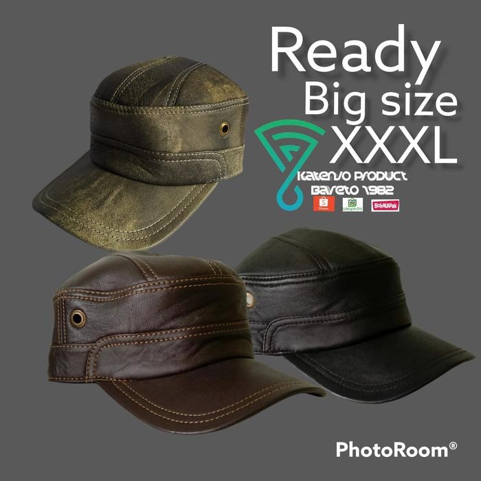 Topi kulit asli sedia size besar XXL XXXL