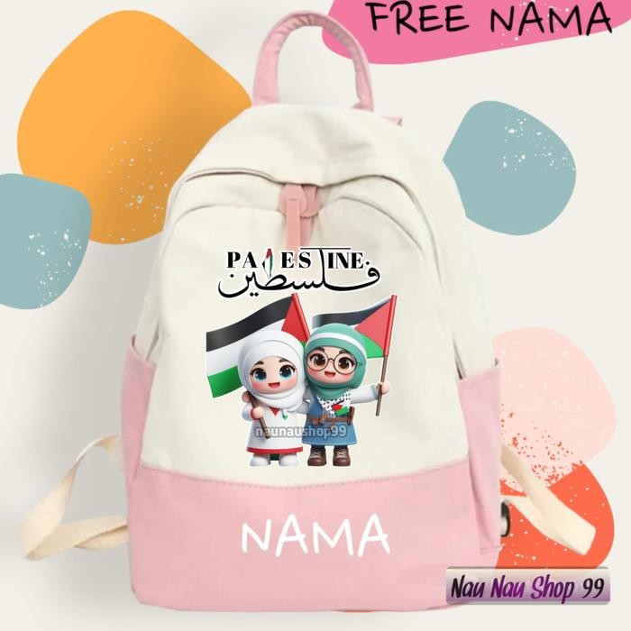 (Free Nama) Tas Ransel Anak Perempuan Palestina Twins