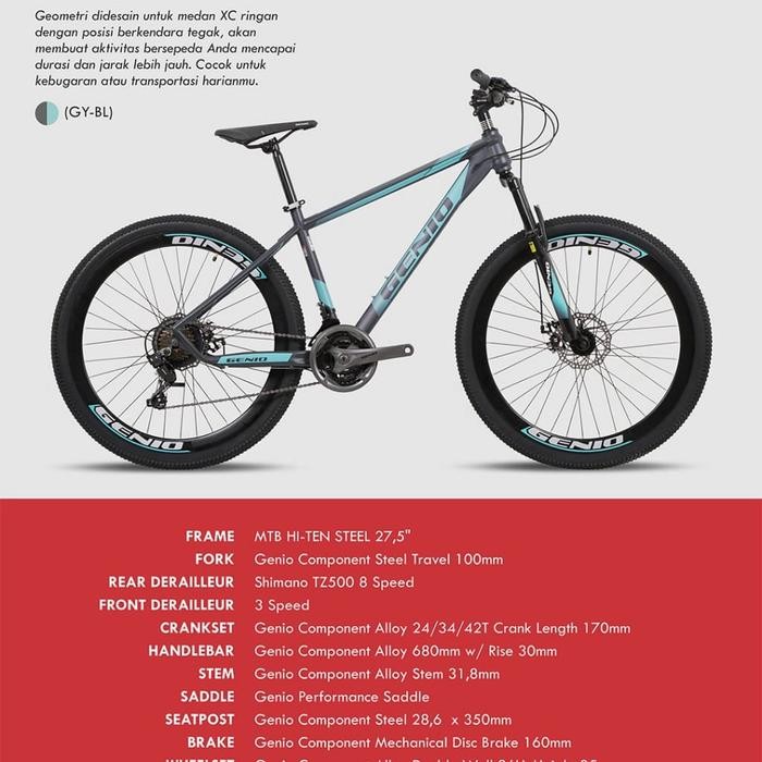 Sepeda Gunung MTB 27.5 Inch Genio M-349 24 SPEED SHIMANO GS (terlaris) (termurah) (terbaik)