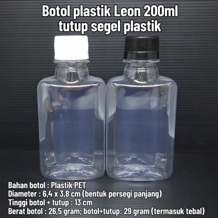 (Expert) BOTOL KOPI 200ML PLASTIK LEON/BOTOL LEON 200ML KOTAK TUTUP SEGEL