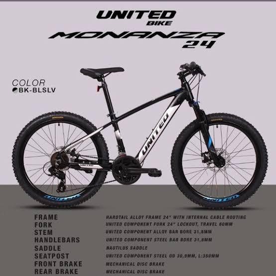 SEPEDA GUNUNG MTB UNITED MONANZA 24 INCH FRAME ALLOY 24 SPEED