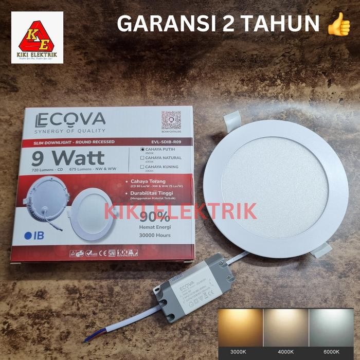 TERLARIS ECOVA LED Slim Downlight 9 Watt Inbow Bulat / LED Panel Downlight / Garansi 2 Tahun