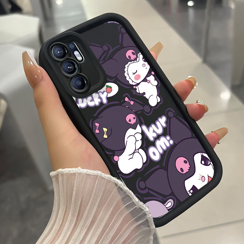 Casing Hp untuk OPPO Reno 6 4G Case Casing HP Softcase ponsel silikon tahan Kasing Kucing Iblis yang