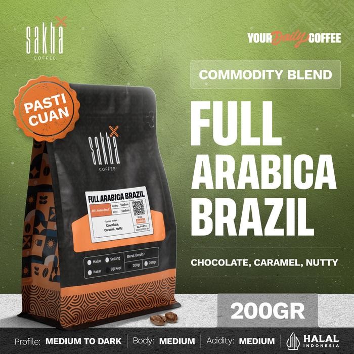 

Terlaris - Biji Kopi Arabica Brazil 200Gr Espresso Coffe Based By Sakha Coffee Roastery