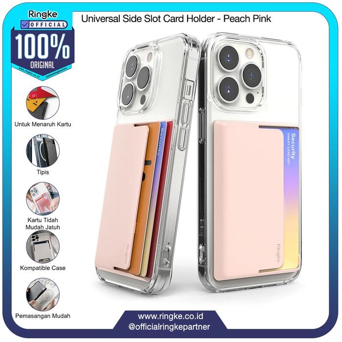 

Ringke Universal Side Slot 3 card Holder Peach Pink Tempat Kartu Tipis
