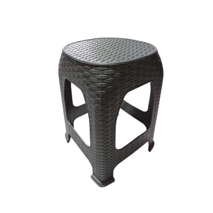 PREMIUM Kursi Bakso Plastik anyaman rotan bulat - silver