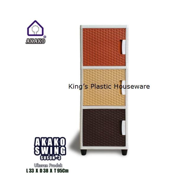 PREMIUM Lemari Akako Swing 3 Susun Anyaman Plastik