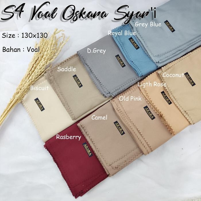 (Expert) Kerudung Syari Square Voal Polos Segi Empat Ukuran 130 x 130 Oskara Jilbab Muslim Nyaman