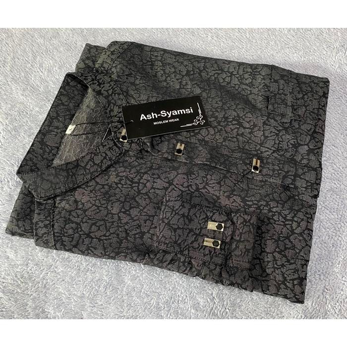 koko katun jaguar motif coral LENGAN PANJANG KANCING IMPOR Baju Kain Nyaman Muslim Couple Embos