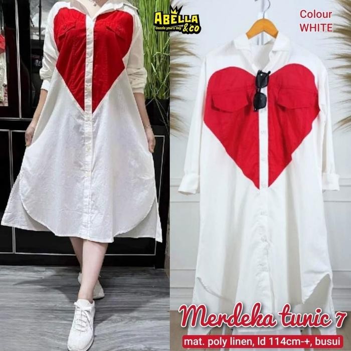(Allthebest) Promo Agustus TUNIK WANITA EDISI MERAH PUTIH AGUSTUSAN KEMERDEKAAN INDONESIA