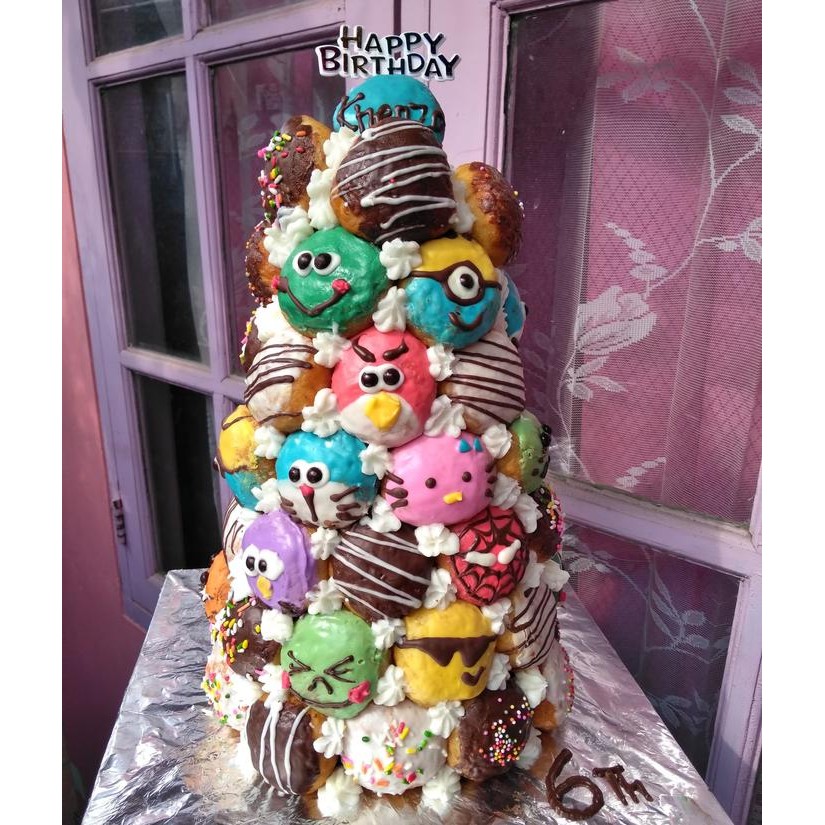 (Allthebest) Donat ultah menara donat birthday cake hias kado anak donat huruf