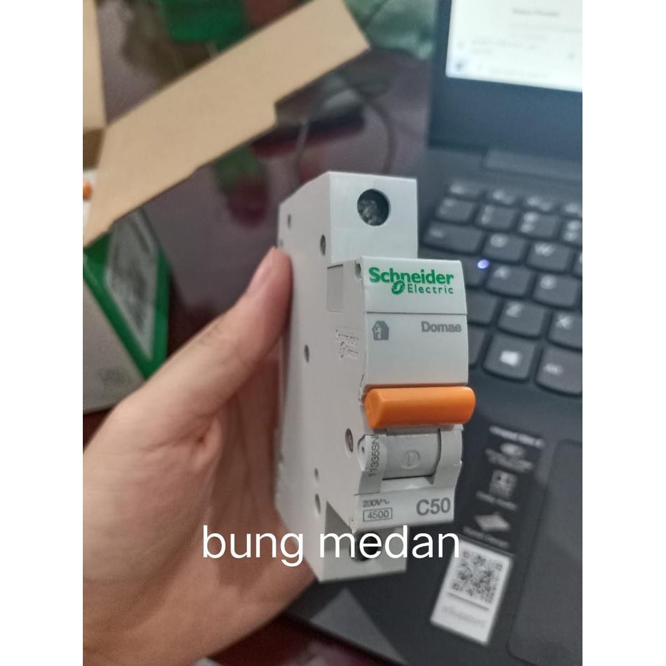MCB DOMAE SCHNEIDER 50A 1P 1PHASE 1POLE 1PASS 50 AMPERE ORIGINAL ASLI