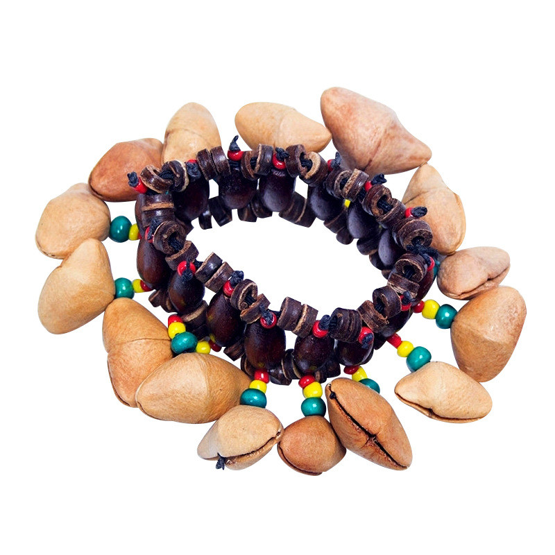 daniaastoree Handmade Nuts Shell Bracelet Handbell for Djembe African Drum Conga Tambourine Percussi
