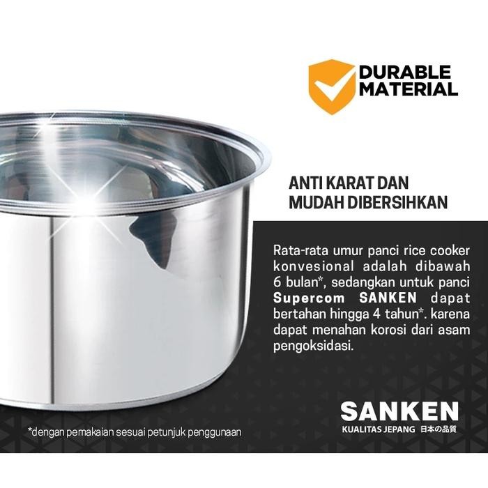Sanken Sj-150 Rice Cooker Stainless 1.2L Hitam Com