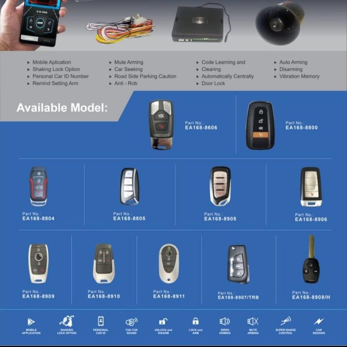 Alarm Mobil Merk RWB Car System Smart Phone Android
