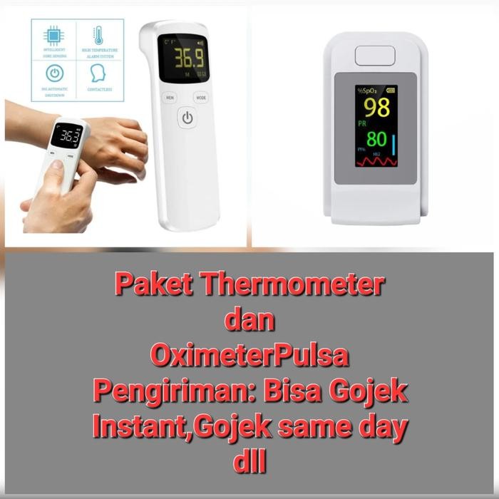 HARGA DISKON Paket Thermometer Infrared Oximeter Pulse Fingertip Bukan Omron