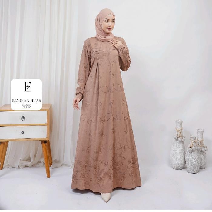 (Expert) KALUNA DRESS GAMIS POLO LINEN BORDIR PREMIUM