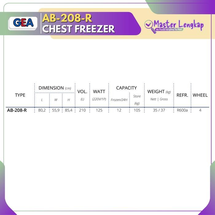 Gea Est Freezer Ab-208-R / Ab208R / Ab 208 R