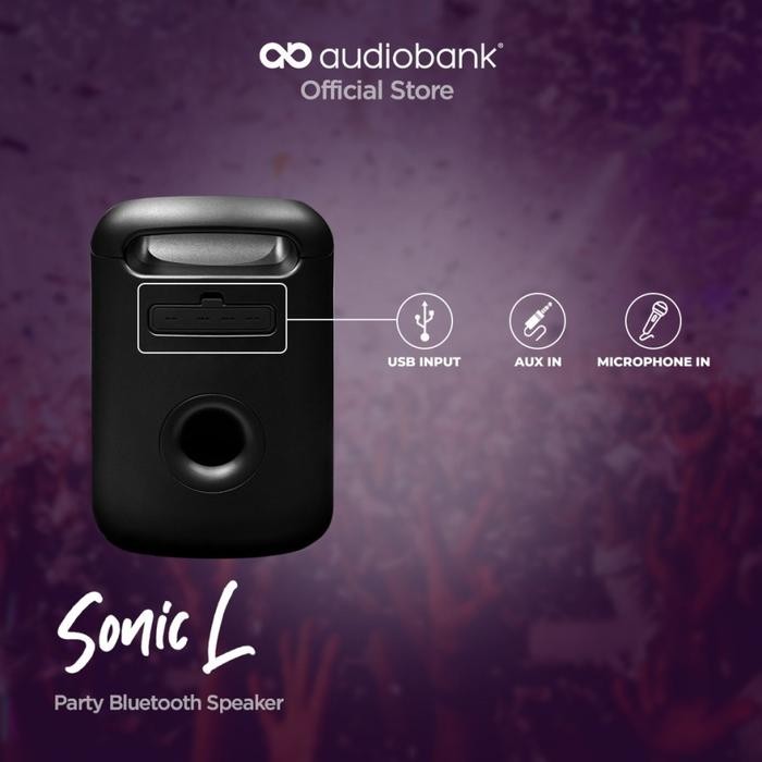 Audiobank Sonic L Speaker Aktif Bluetooth With AUX In Stereo 3.5mm jack MIC In 6.35mm Wired SonicL
