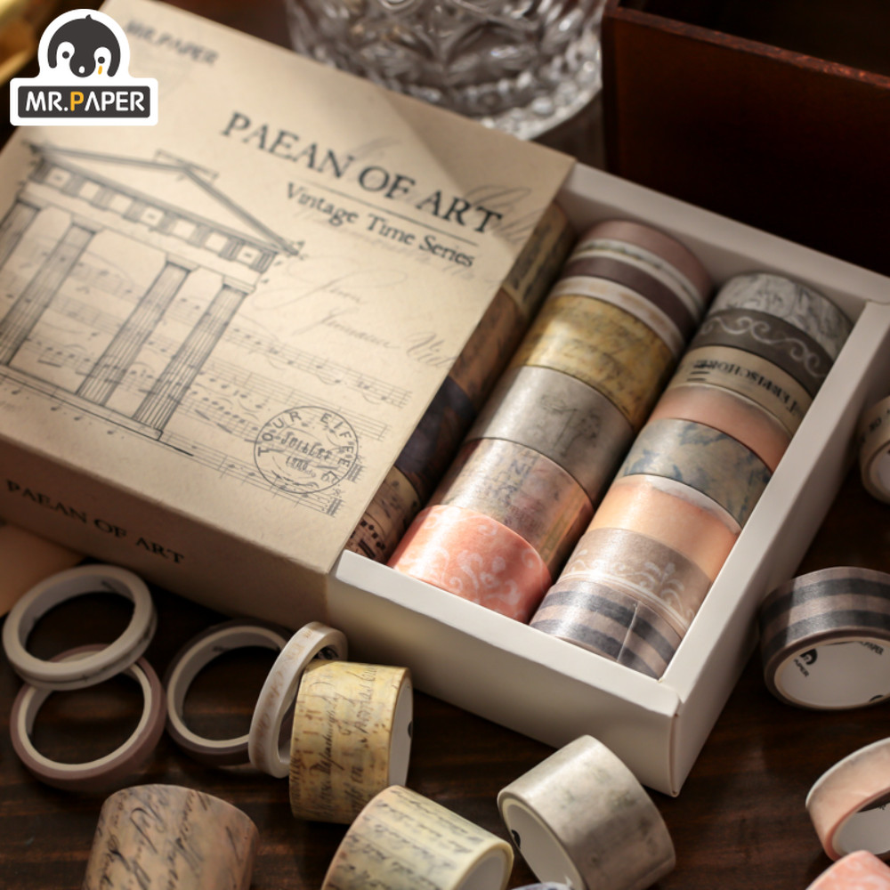 

4 Style 400cm/roll 20 Rolls/box Vintage Wash Tape Western Butterfly Character Hand Account