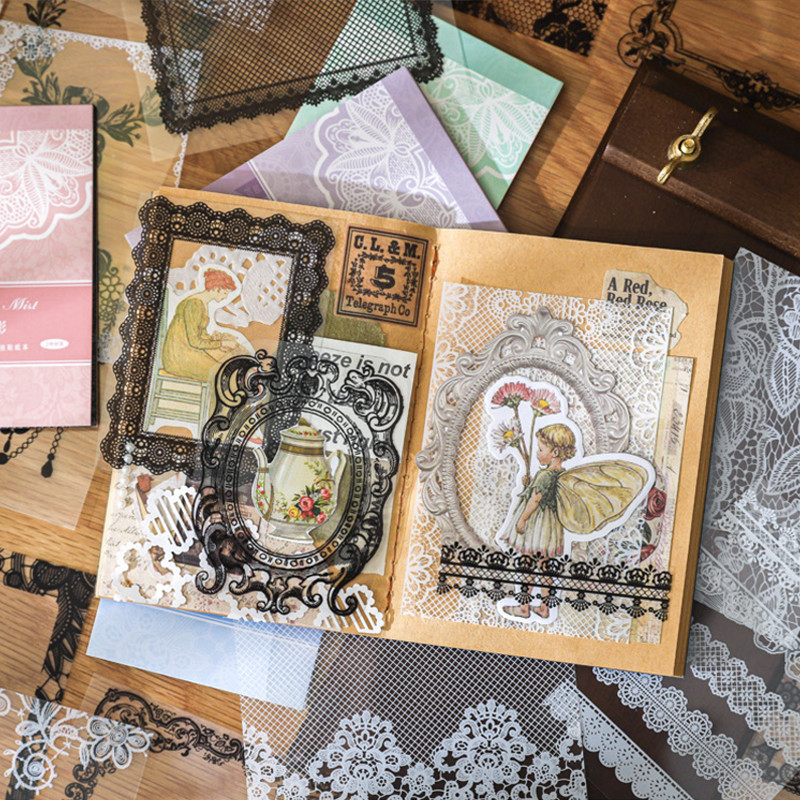 

6Style 20Pcs/bag PET Lace Sticker Book DIY Handbook Scrapbook Calendar Envelope Photo