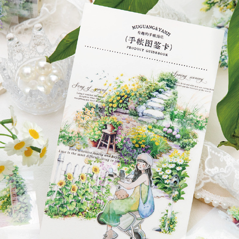 

2Rolls/bag Greenery Theme Extra Long Recycled PET Tape Masking Tape Handbook DIY Material