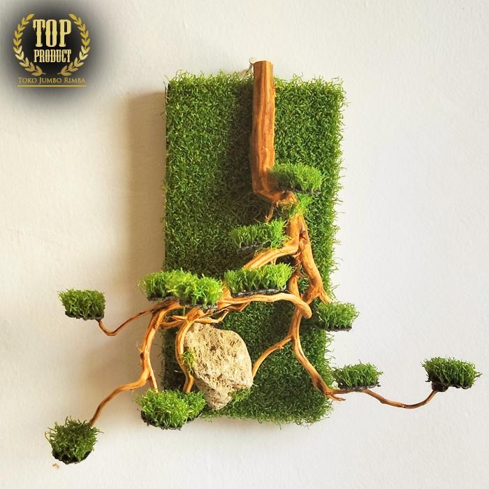 Bonsai Plastik Gantung Tanaman Artificial Hiasan Dinding Kantor Ruang Tamu Cafe Lobby Kamar Hotel