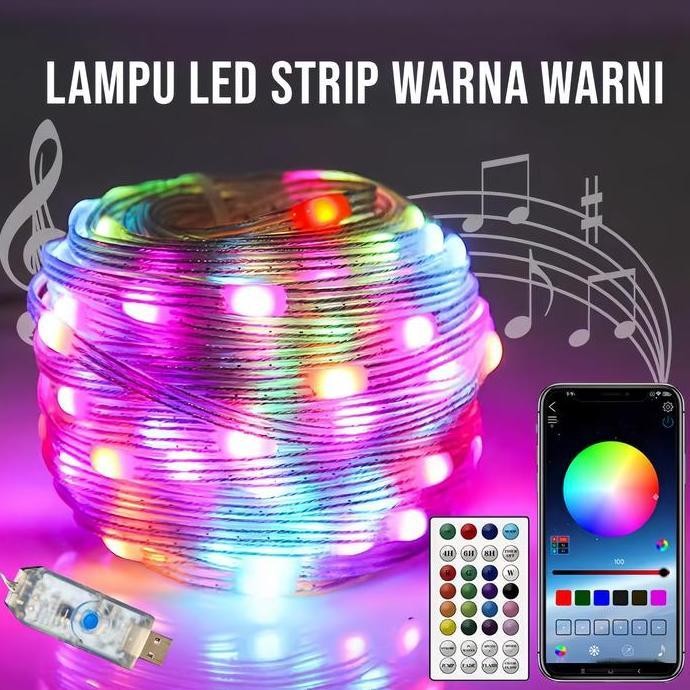 LAMPU LED STRIP HIAS 5/10METER DEKORASI BLUETOOTH/ LAMPU LAYANGAN / LAMPU STRIP + REMOT/ LAMPU LED