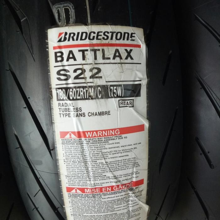 BAN LUAR BRIDGESTONE BATTLAX S 22 UKURAN 180 /60-17 BATTLAX TUBELESS