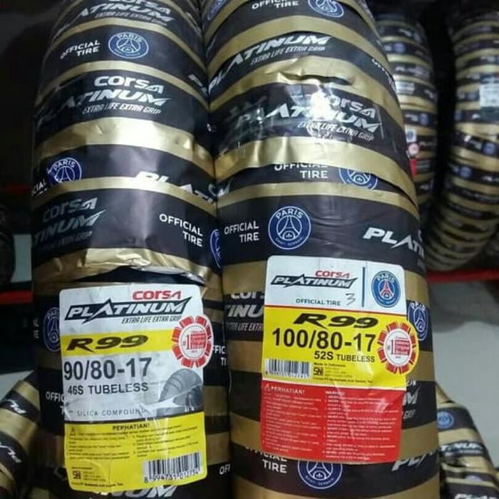 PAKETAN BAN LUAR CORSA PLATINUM R99 UKURAN 90/80-17 DAN 100/80-17
