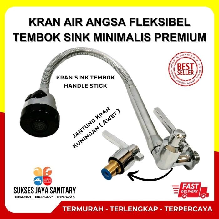 Toto - Live Kran Keran Air Angsa Fleksibel Tembok Sink Minimalis Premium Stainless Cuci Piring