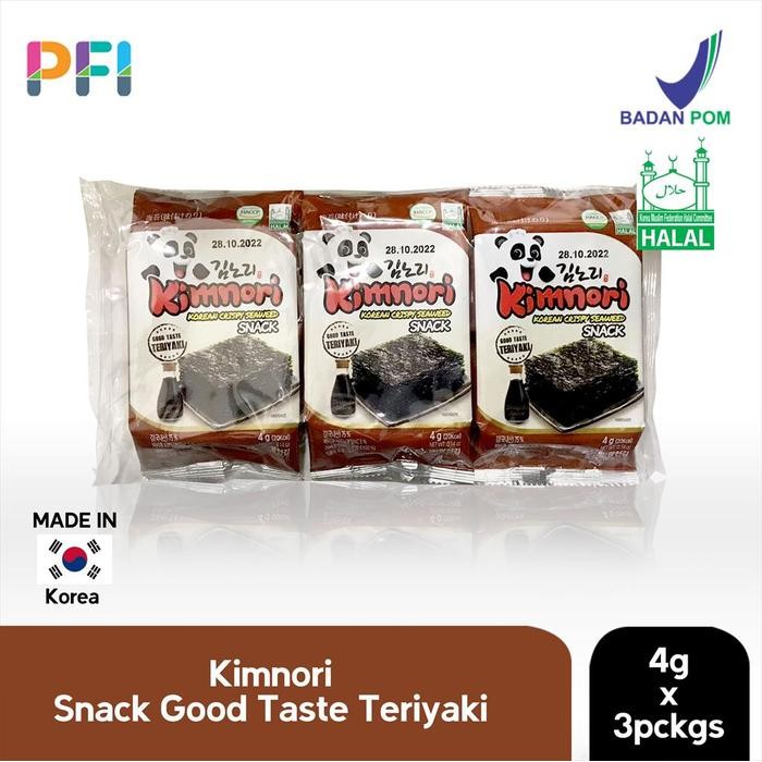 

4ZMI Kimnori Seaweed Snack Rasa Teriyaki 3 Pack 4G - Rumput Laut Korea Renyah & Enak - Made