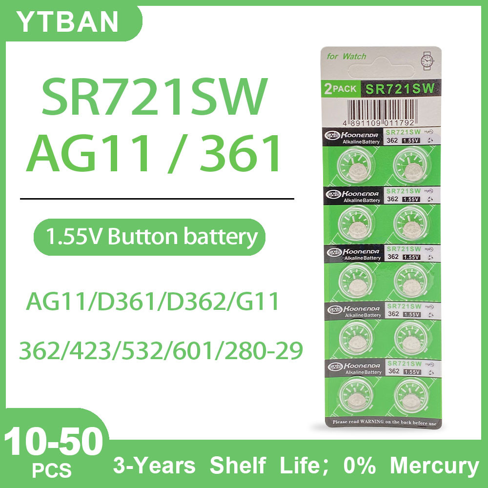 10-50PCS 1.55V AG11 SG11 LR58 SR58 162 361 362 LR721 SR721 Button