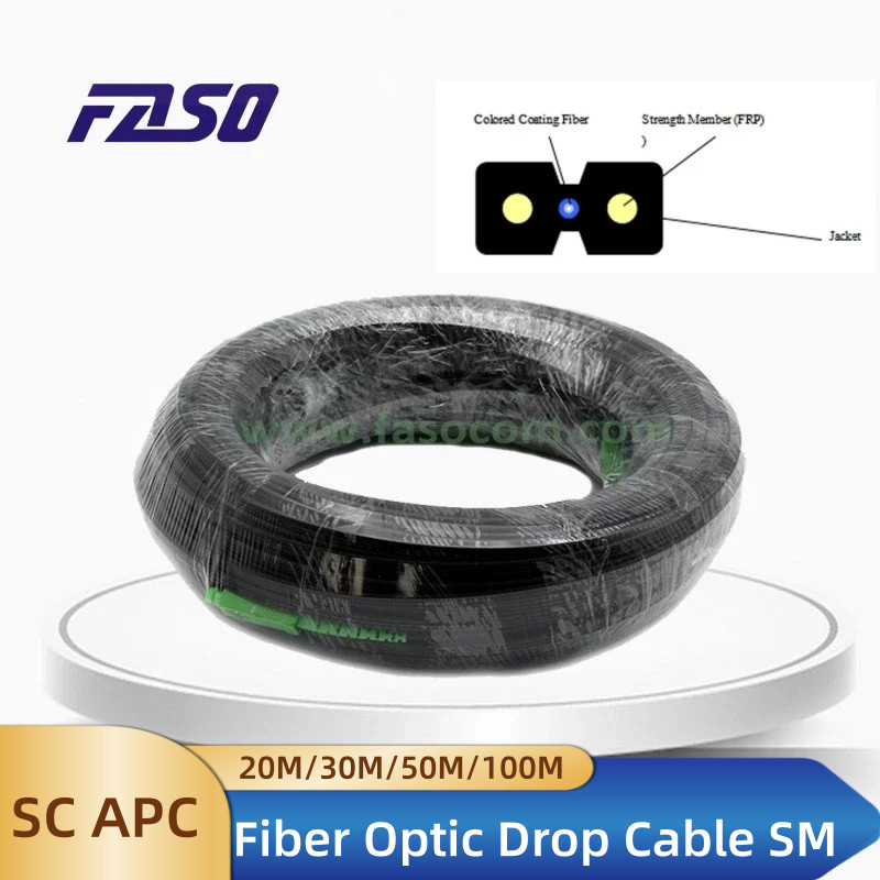 FTTH SM Simplex 100 Meter SC/APC-SC/APC SM OS2 G657A1 1Core Indoor Drop Cable Fiber Optic Patch Cord